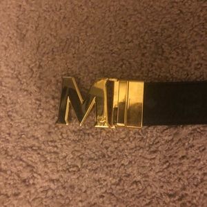 MCM black and gold reversible belt
